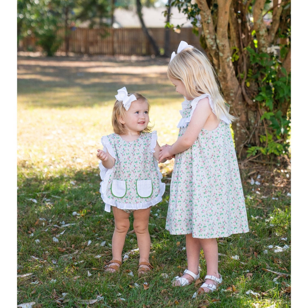 Green/White Floral Baby & Toddler Bloomer Set