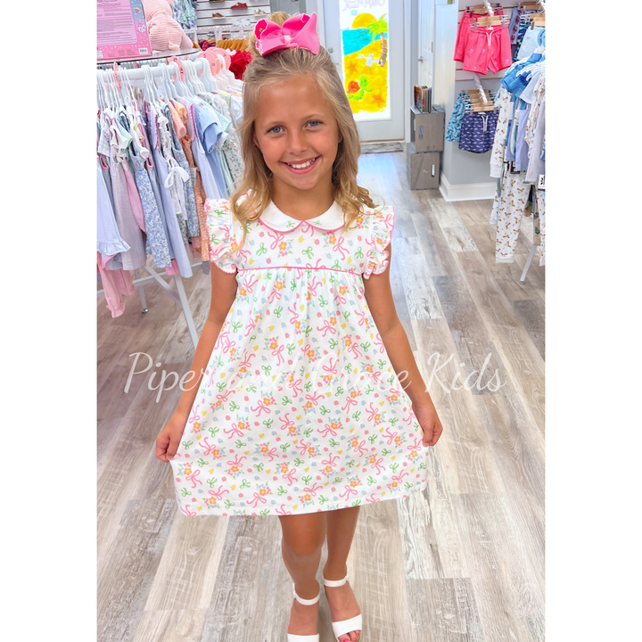 Marco and Lizzy Bows & Flowers Float Girl's dress Pima Cotton: 6X