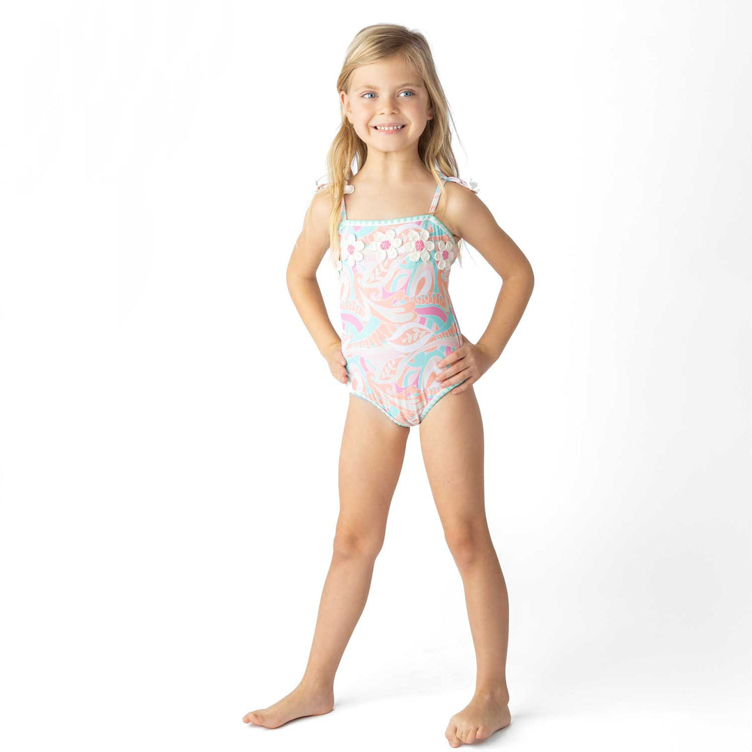 Tutti Fruity Girls Crochet Pom Pom One Piece Swimsuit