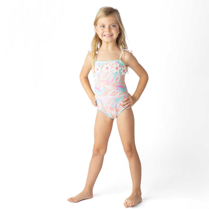 Tutti Fruity Girls Crochet Pom Pom One Piece Swimsuit