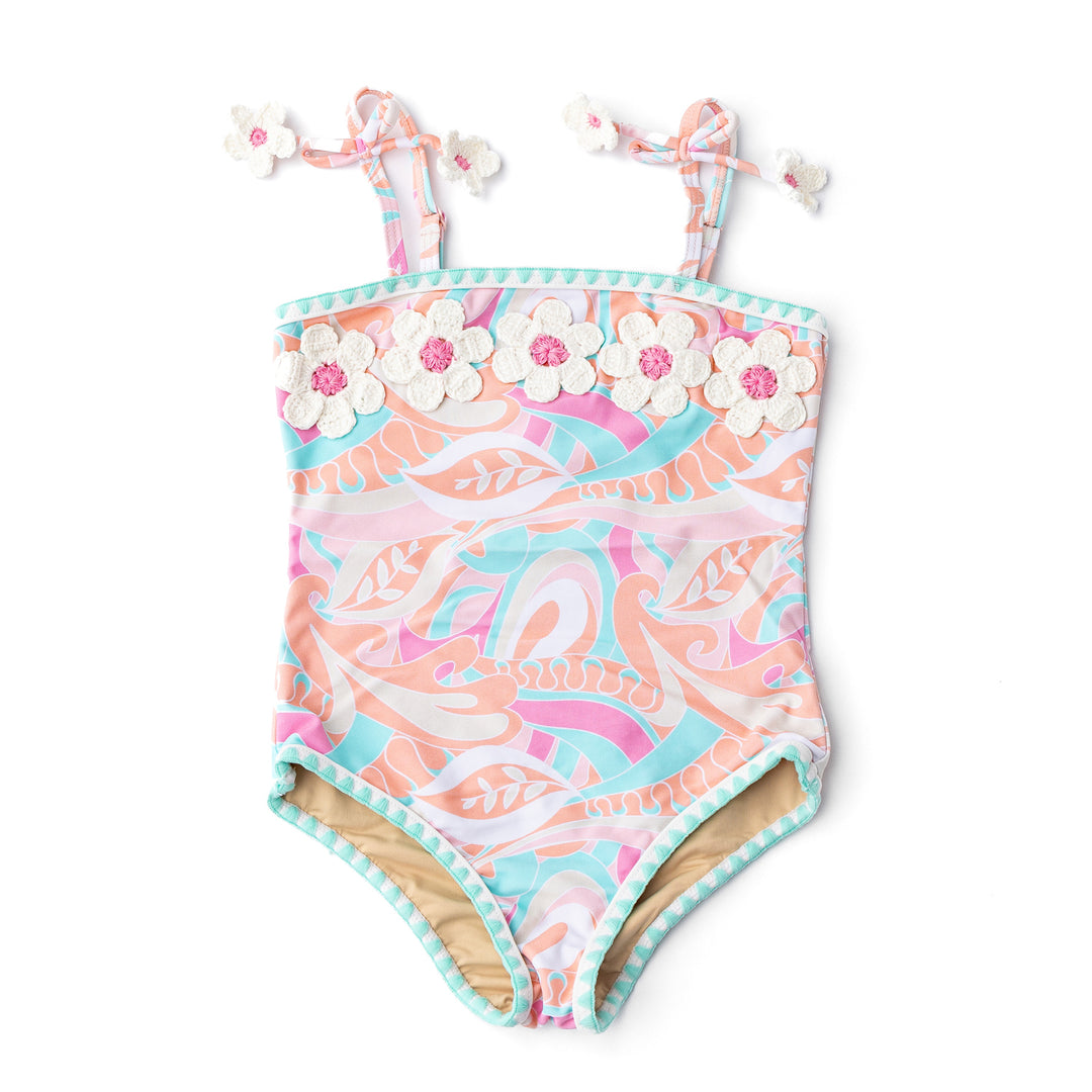 Tutti Fruity Girls Crochet Pom Pom One Piece Swimsuit