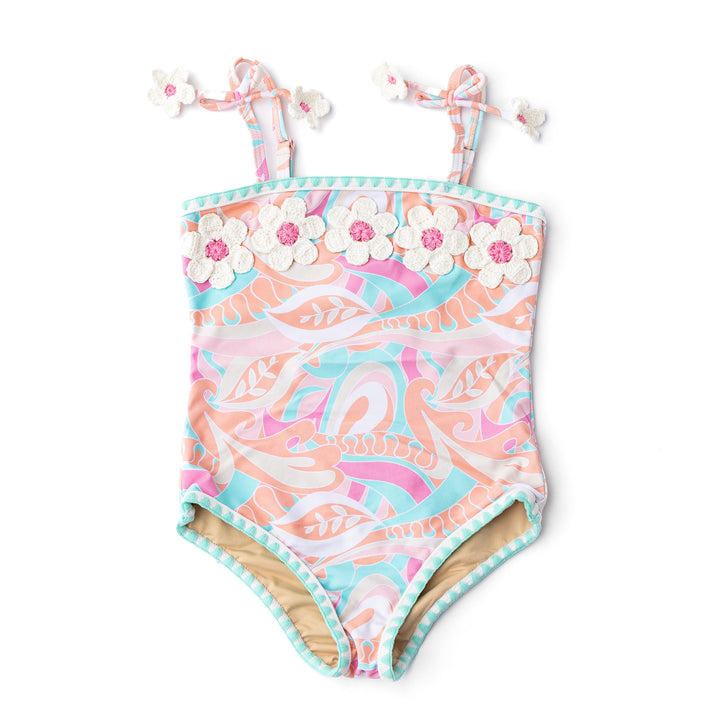 Tutti Fruity Girls Crochet Pom Pom One Piece Swimsuit