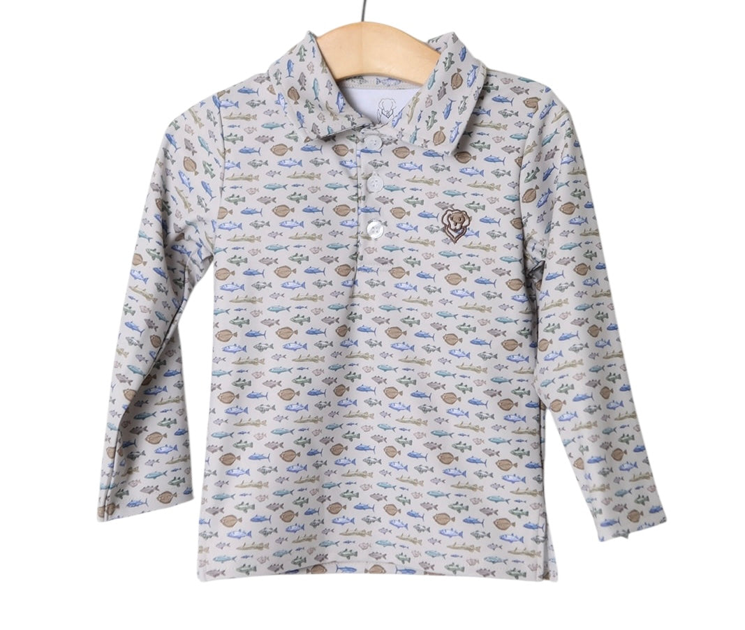 Damian L/S Polo Shirt | Fish