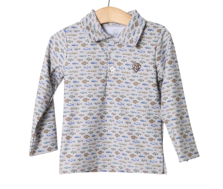 Damian L/S Polo Shirt | Fish