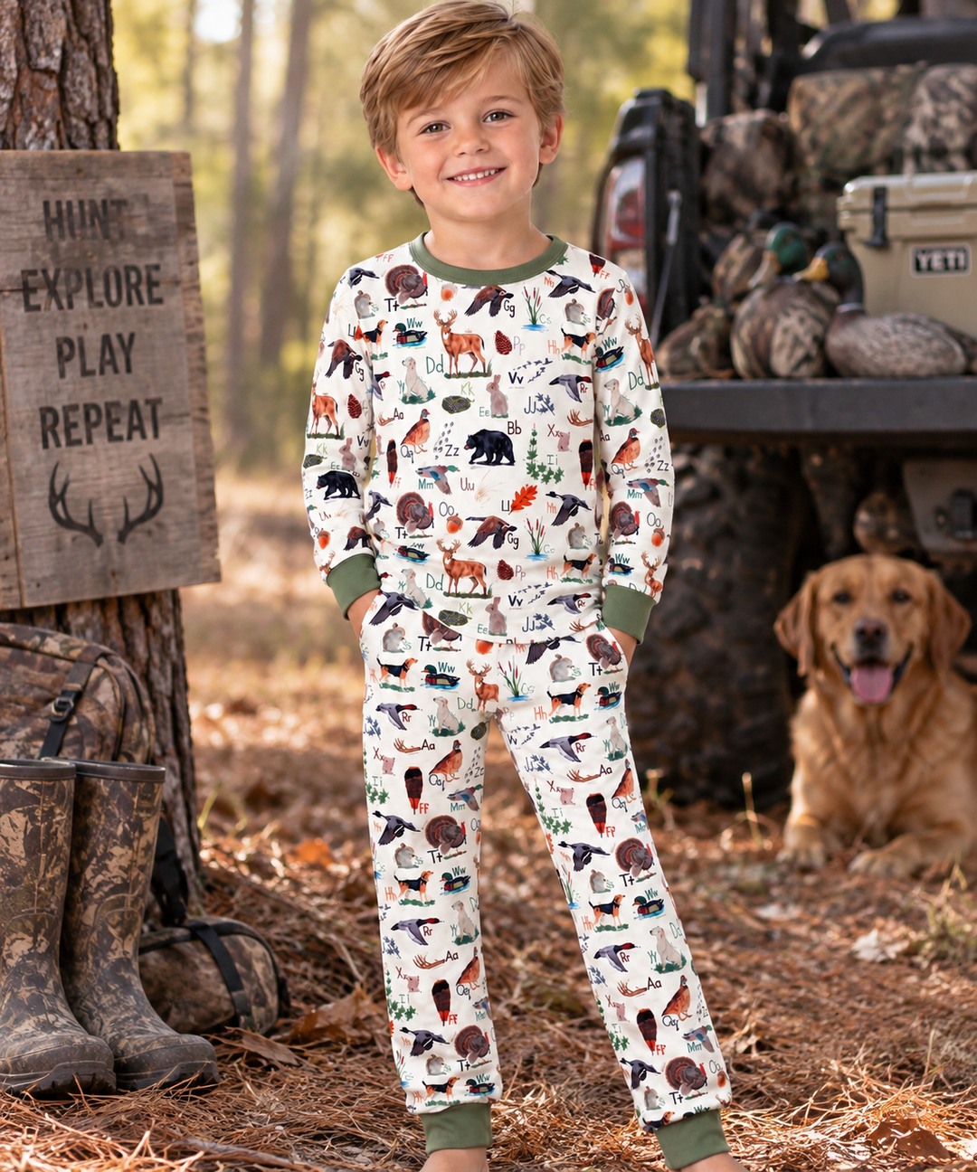 Harvest ABC’s Green Two Piece Pajama Set