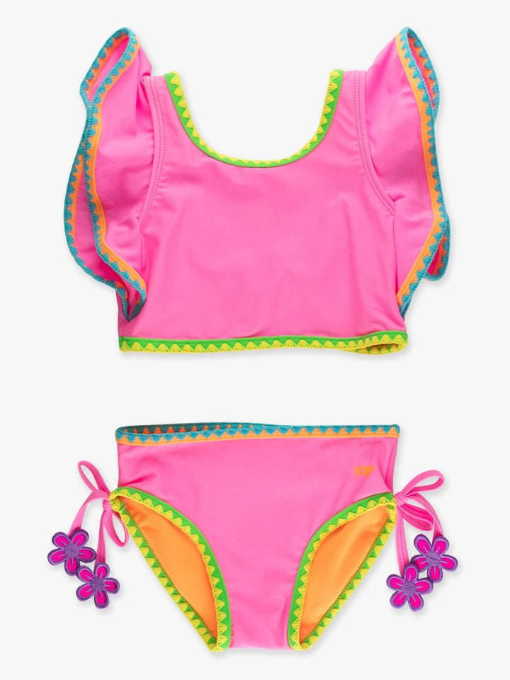 Neon Pink Butterfly Tankini 2-piece Swimsuit
