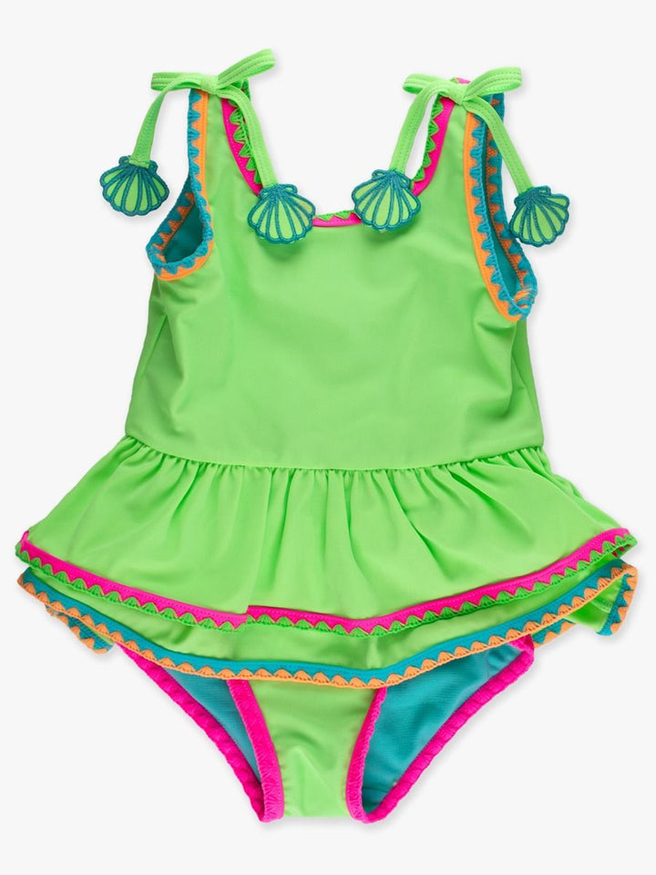 Neon Honeydew Peplum One Piece Swimsuit
