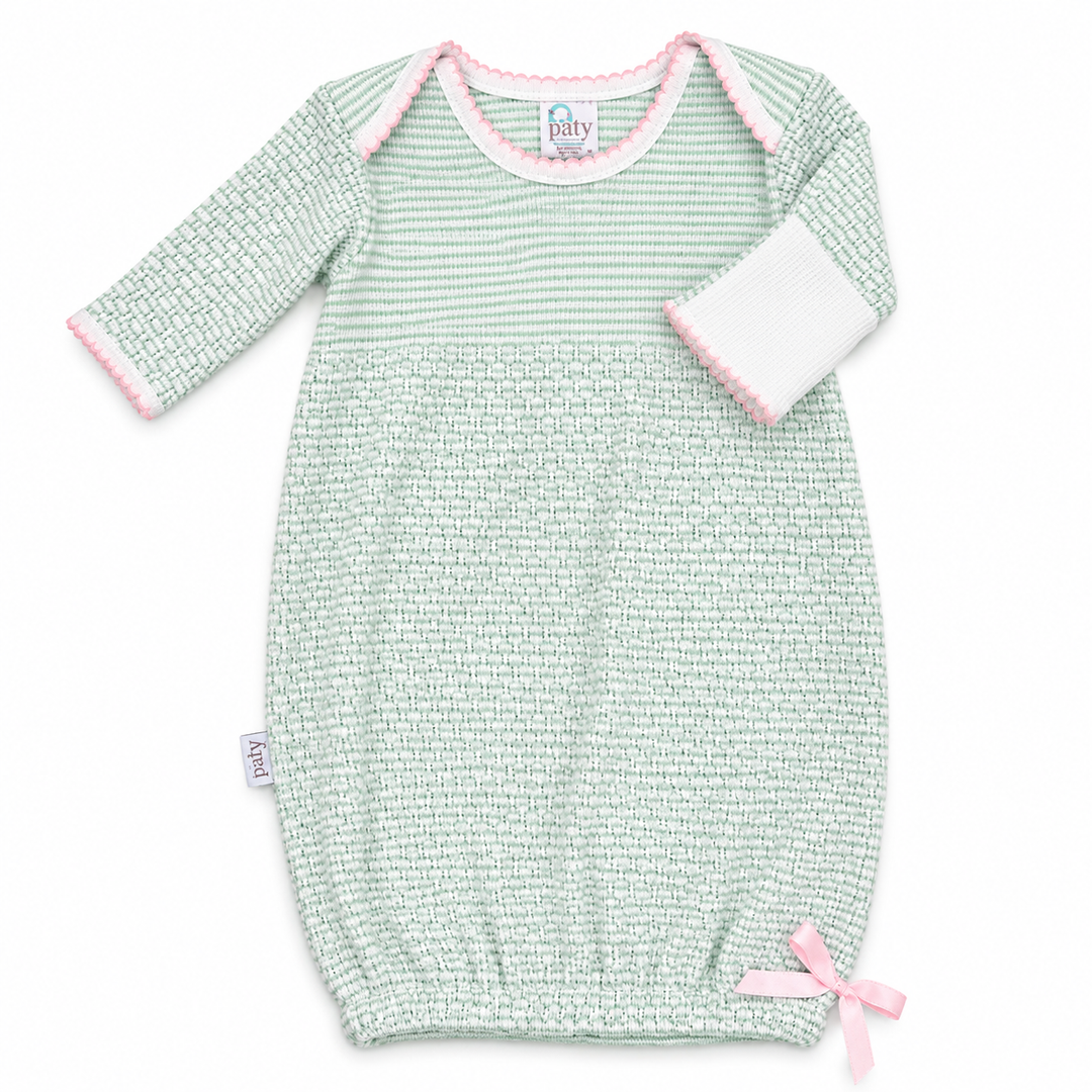 Overlap Shoulder Gown | Mint/Pink