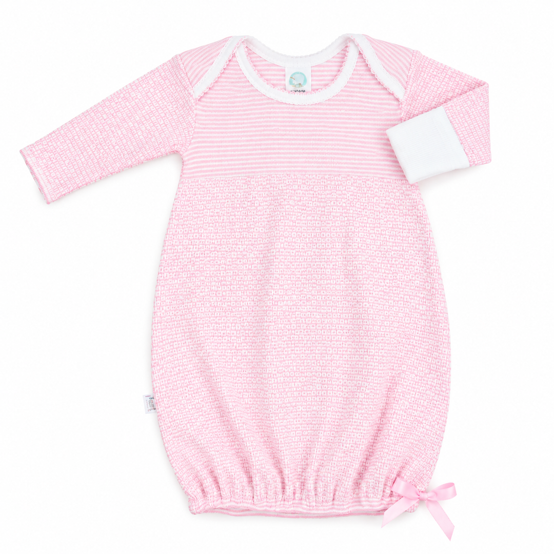 Overlap Shoulder Gown | Pink - Preemie