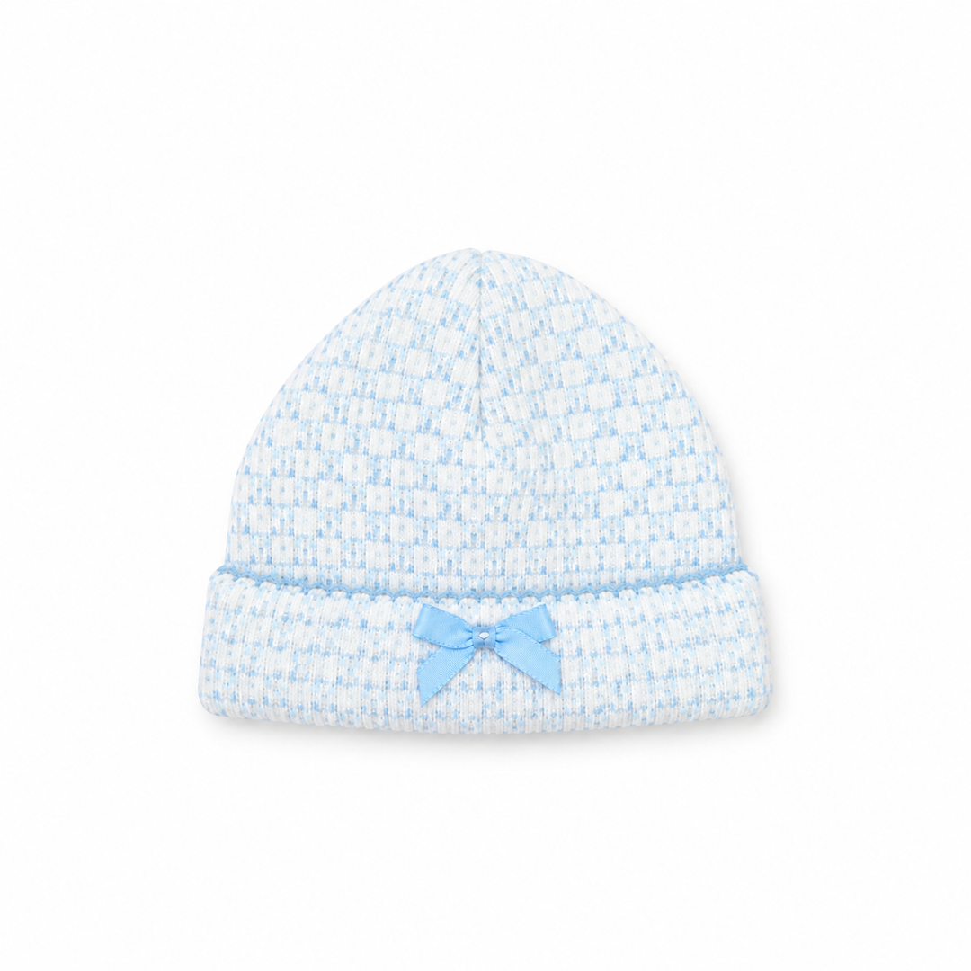 Saylor Beanie w/ Bow, Pinstripe | Blue
