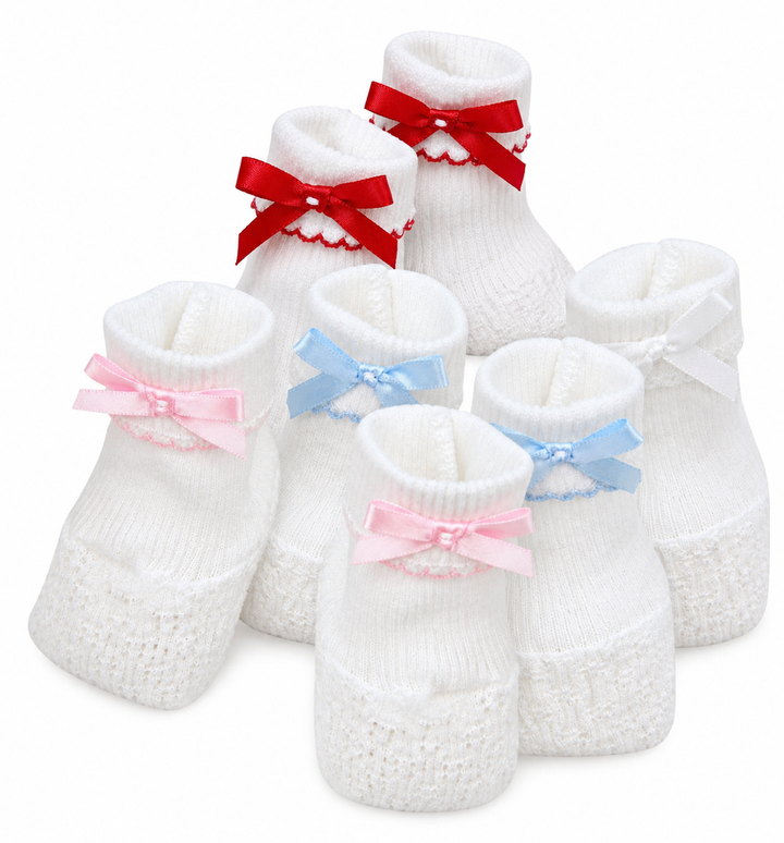 Booties w/ Bow | Red/Blue/Lavender/Pink