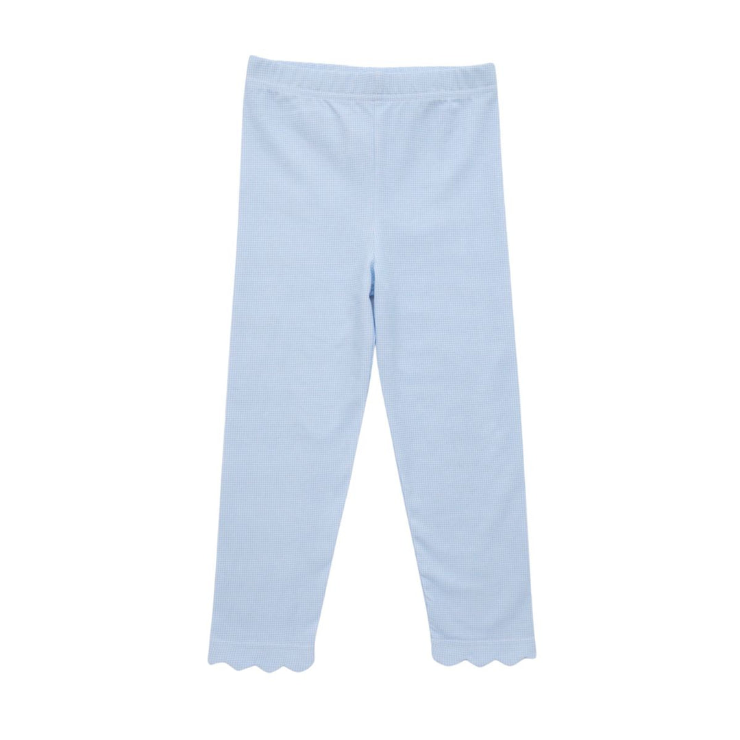 Scalloped Leggings - Light Blue Gingham