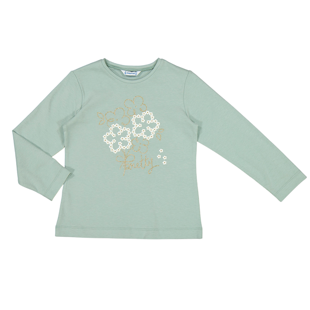 Sage Green Flower Long Sleeve Shirt: 6