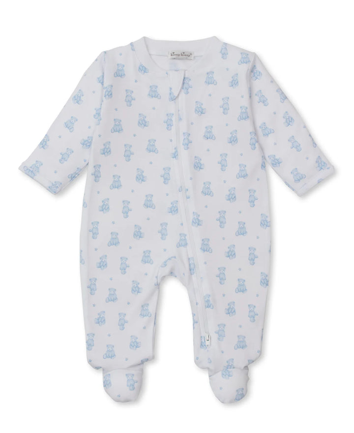 Teddy Bear Time Blue Zip Footie