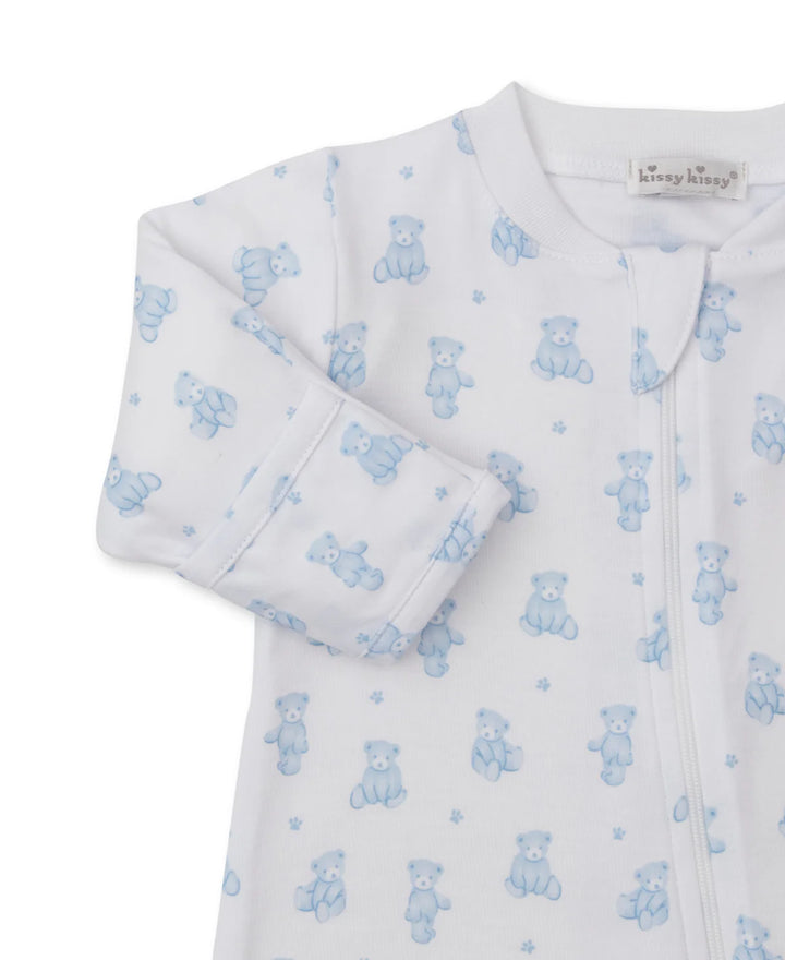 Teddy Bear Time Blue Zip Footie