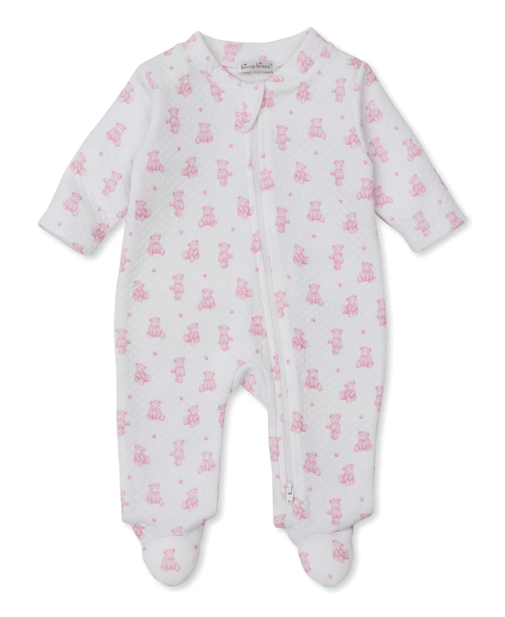 Teddy Bear Time Pink Jacquard Zip Footie