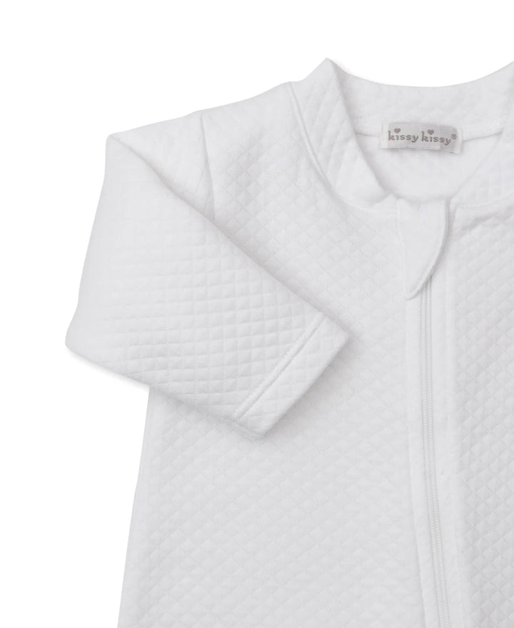 Teddy Bear Time White Jacquard Zip Footie