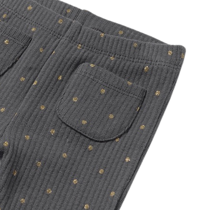 Charcoal Grey with Gold Dots Infant Leggings: 9M, 24M