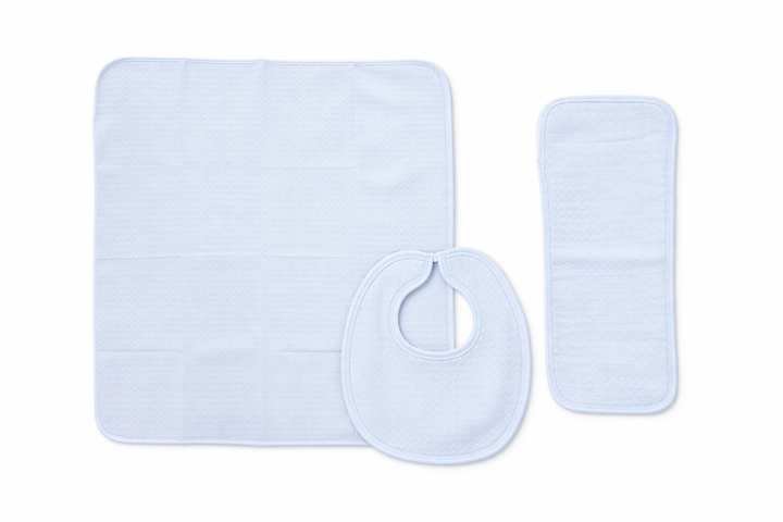 3-Piece Baby Gift Set: Blanket, Burp, Bib | Pearl Blue