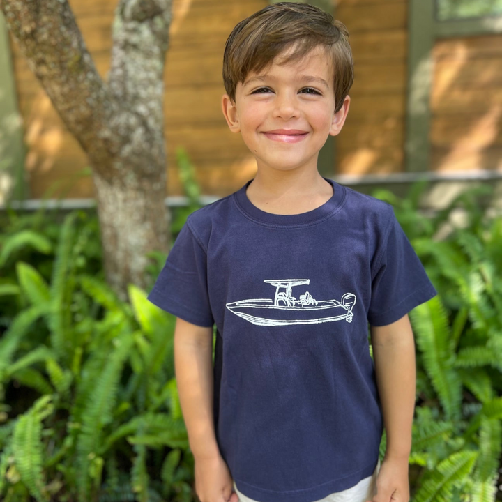 Short Sleeve Boys Center Console Boat: 2T, 6/8