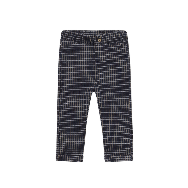 Navy Blue Jacquard Gold/White Checkered Infant Pants: 12M, 24M, 36M