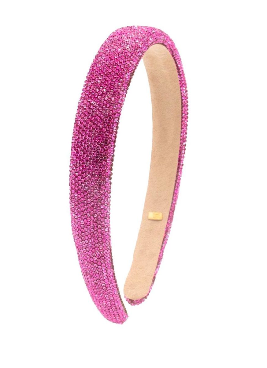 Thin Fully Crystallized Headband -Fuchsia