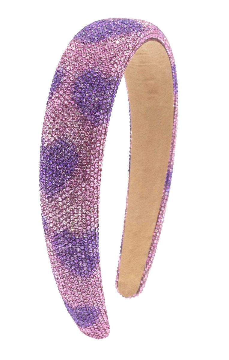 Fully Crystallized Heart Headband - Pink/Lav