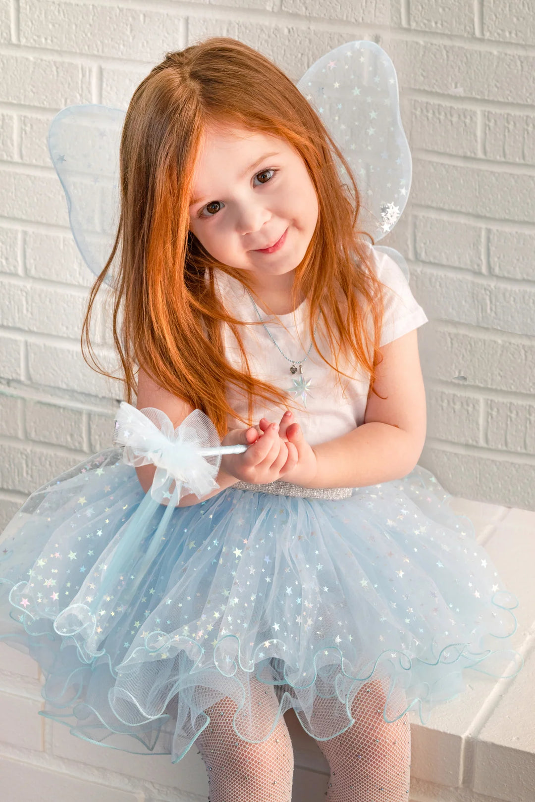Iridescent Celestrial Fairy Wings, Tutu, Wand: Size 4-6