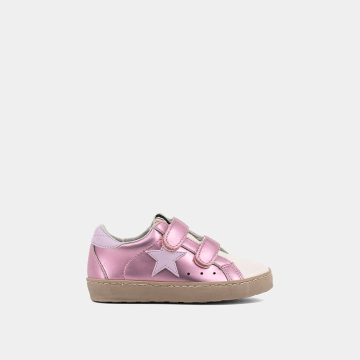 Sunny Mini: Metallic Light Pink Toddler Girls Velcro Sneakers