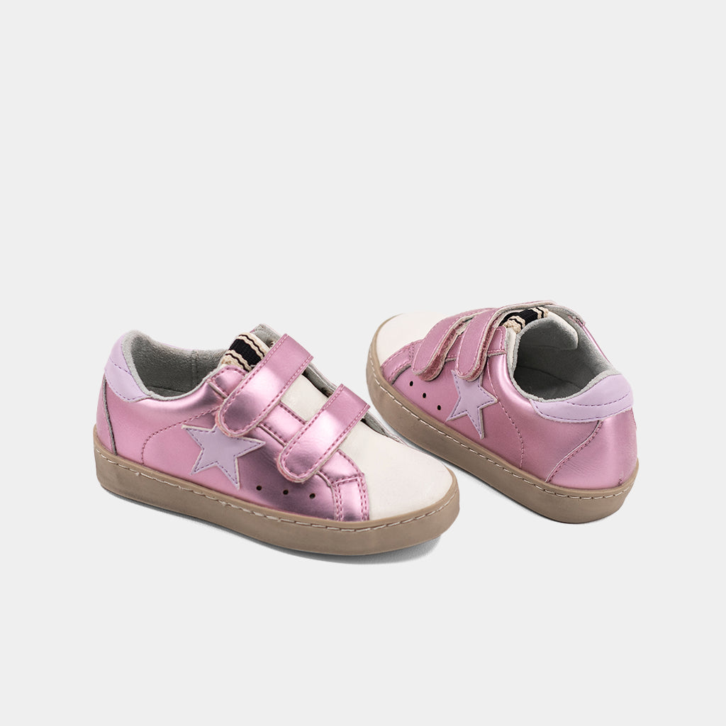 Sunny Mini: Metallic Light Pink Toddler Girls Velcro Sneakers