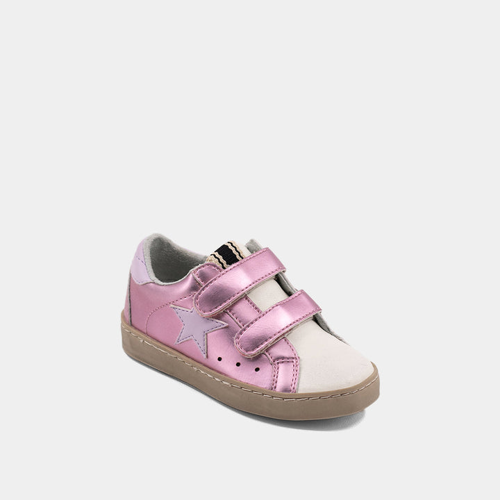 Sunny Mini: Metallic Light Pink Toddler Girls Velcro Sneakers