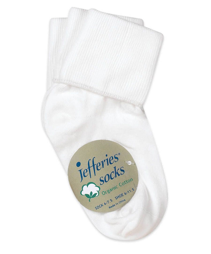 Smooth Toe Organic Cotton Turn Cuff Socks