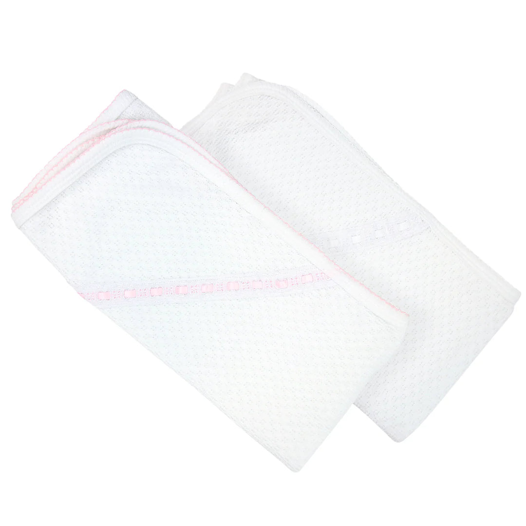 Knit Swaddle Blanket w/ Eyelet | Pink