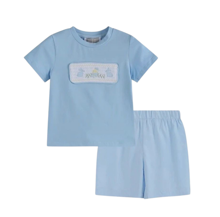 Light Blue Easter Smocked Short Set 2T, 4T