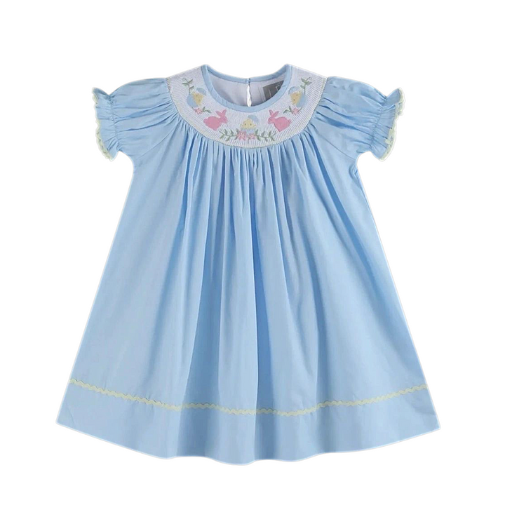 Bunnies and Chicks Easter Smocked Bishop Dress