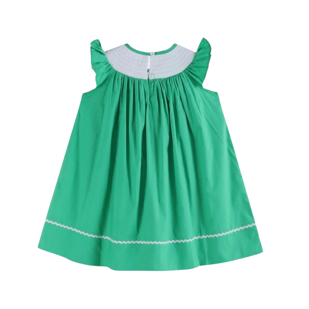 St. Patricks Day Shamrock Smocked Bishop Dress 12-18M, 18-24M, 2T, 3T, 4T, 5, 6