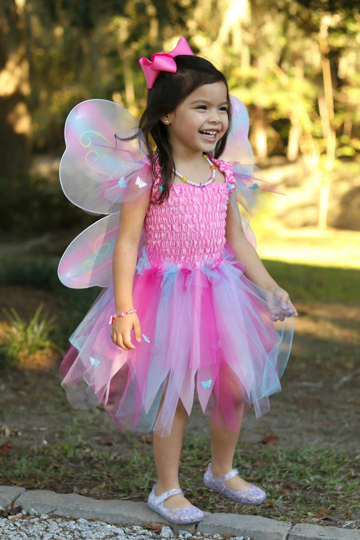 Butterfly Dress w/Wings & Wand, Pink/Multi