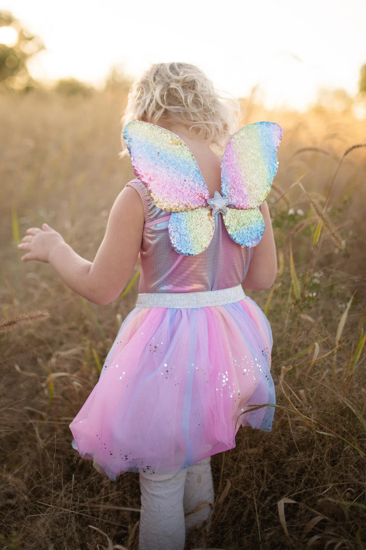 Rainbow Sequins Skirt, Wings & Wand: 4-6Y