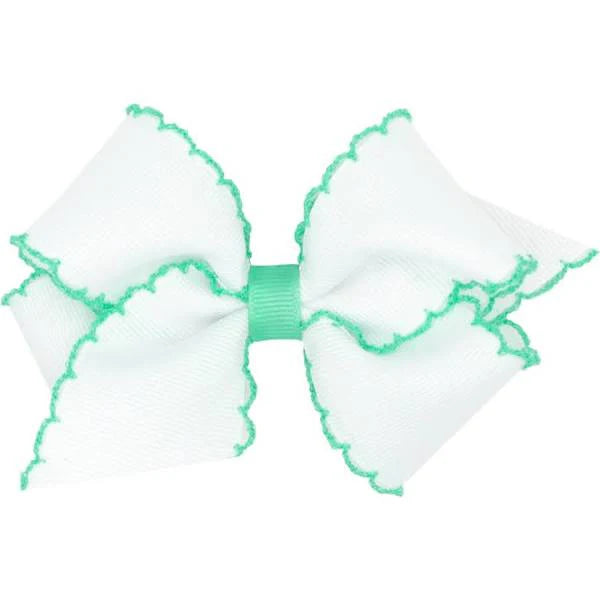 Medium White Grosgrain with Lucite Moonstitch Hair Bow