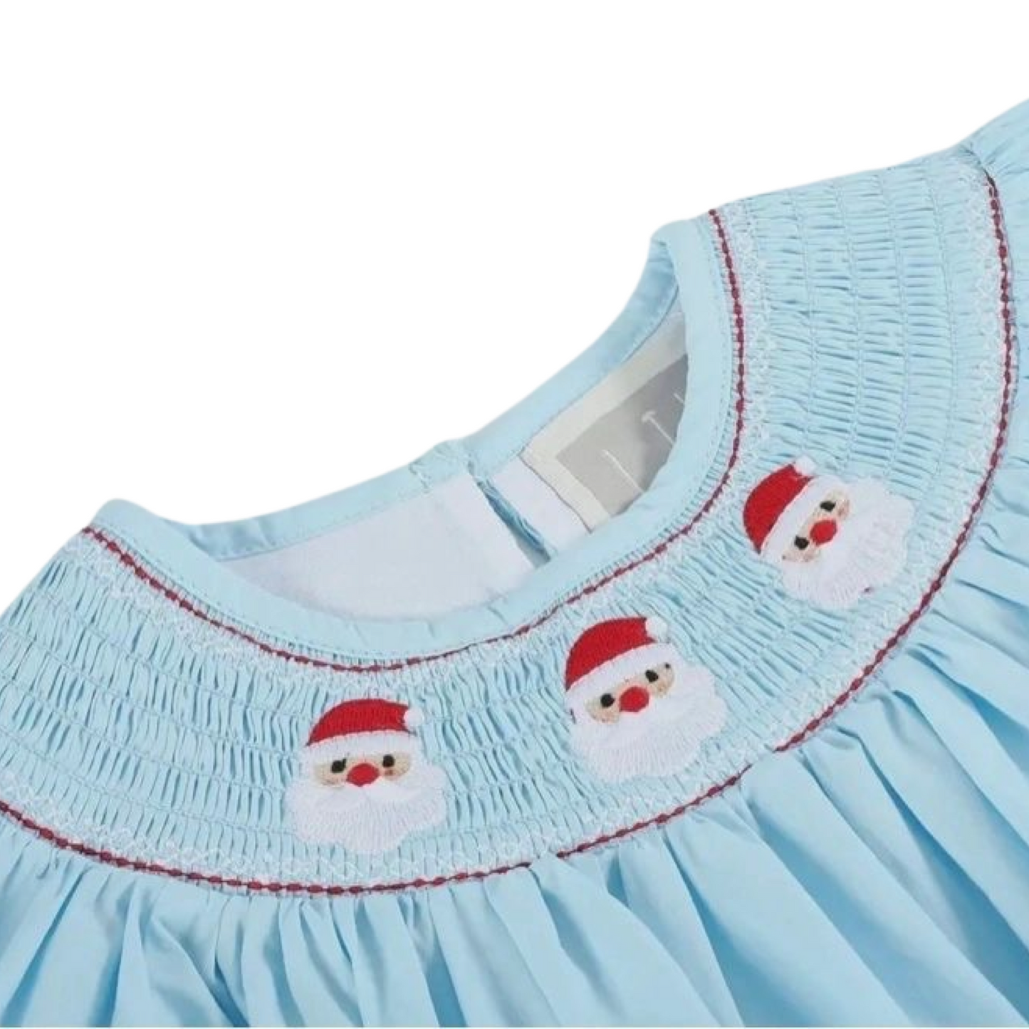 Blue Santa Smocked Bishop Dress: 2T, 3T