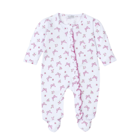 Blooming Bows Pink Infant Zip Footie