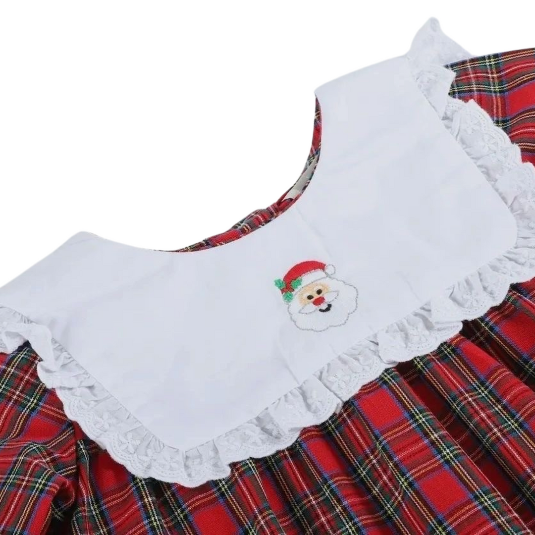 Lil Cactus Girls Plaid Santa Yoke Dress