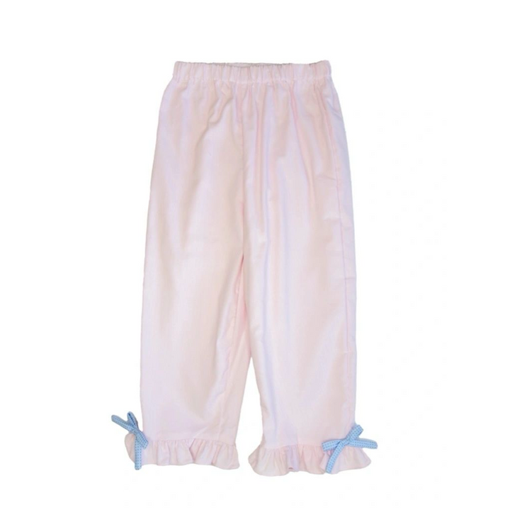 Petit Ami Blue and Pink Smocked Corduroy Pant Set