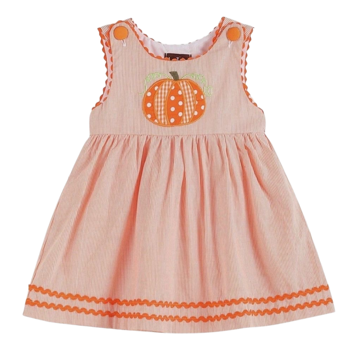 Orange Striped Pumpkin A-Line Dress: 3T, 4T, 5