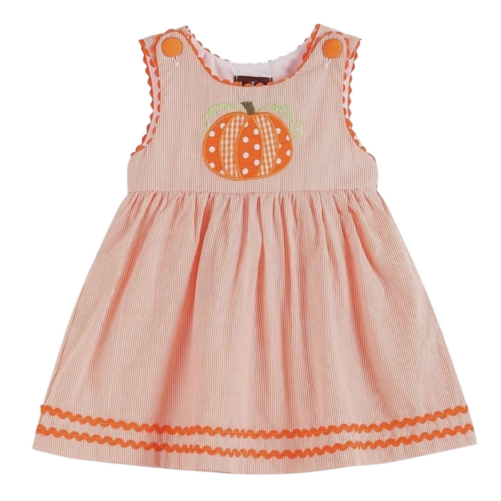 Orange Striped Pumpkin A-Line Dress: 4T