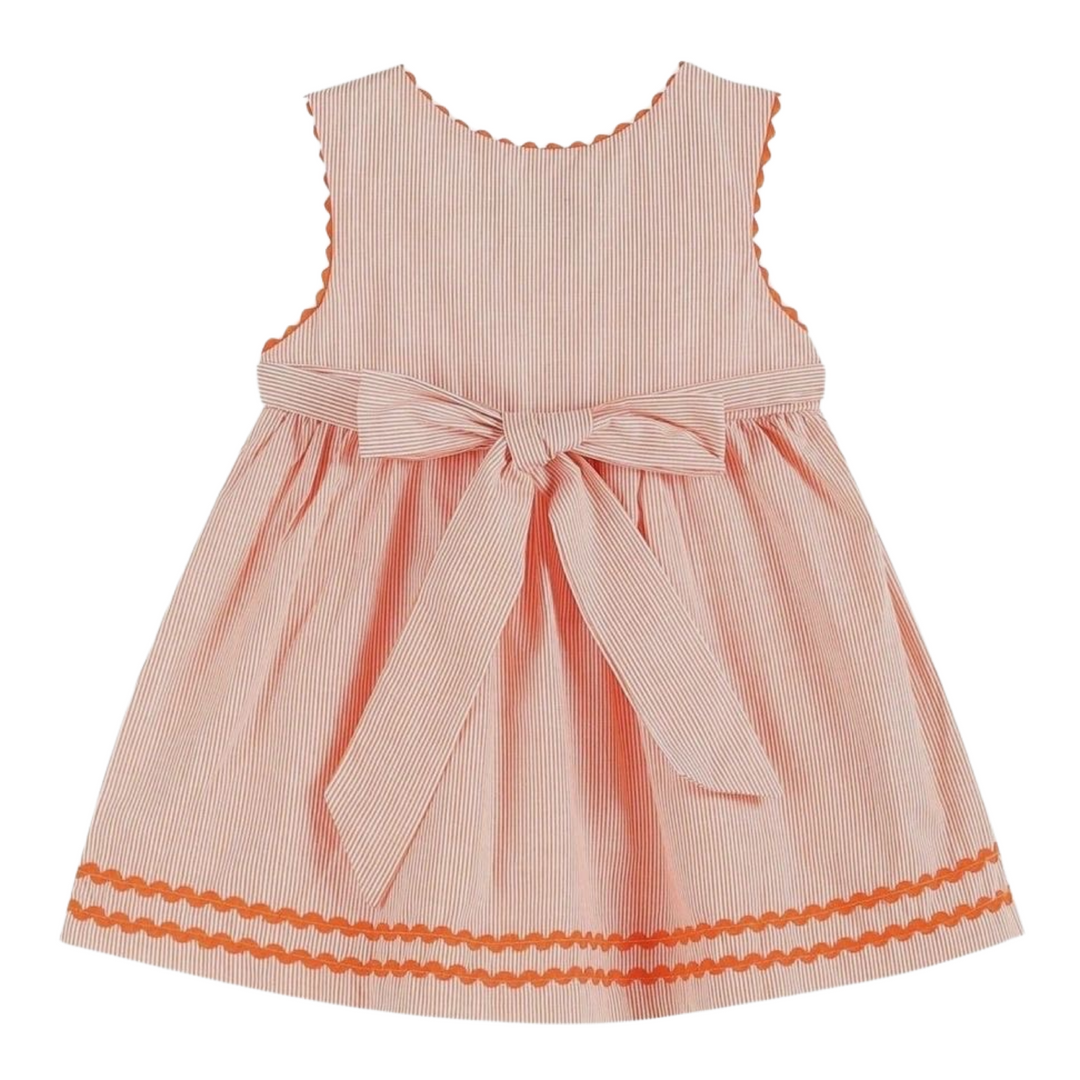 Orange Striped Pumpkin A-Line Dress: 4T