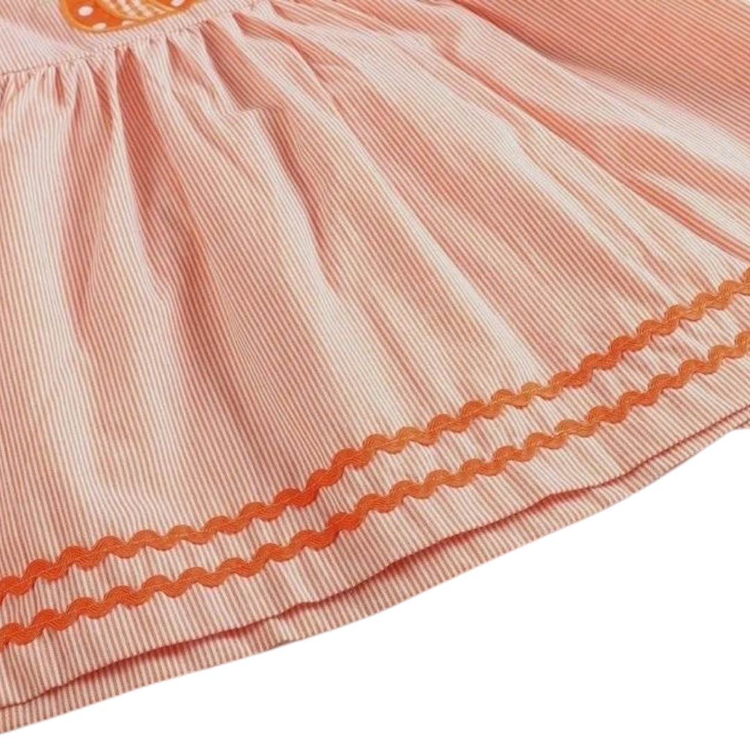 Orange Striped Pumpkin A-Line Dress: 4T