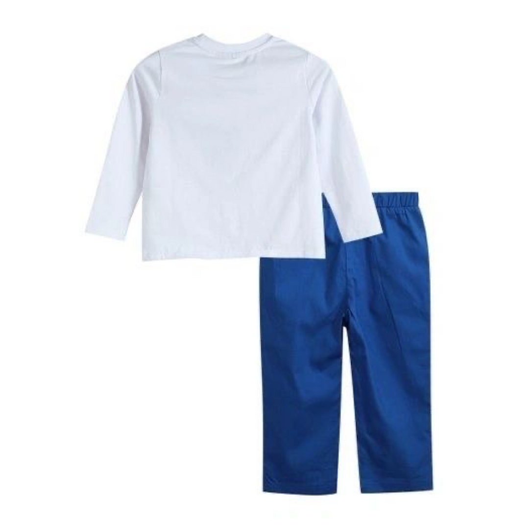 Pumpkin Smocked White Shirt and Blue Pants: 4T, 5