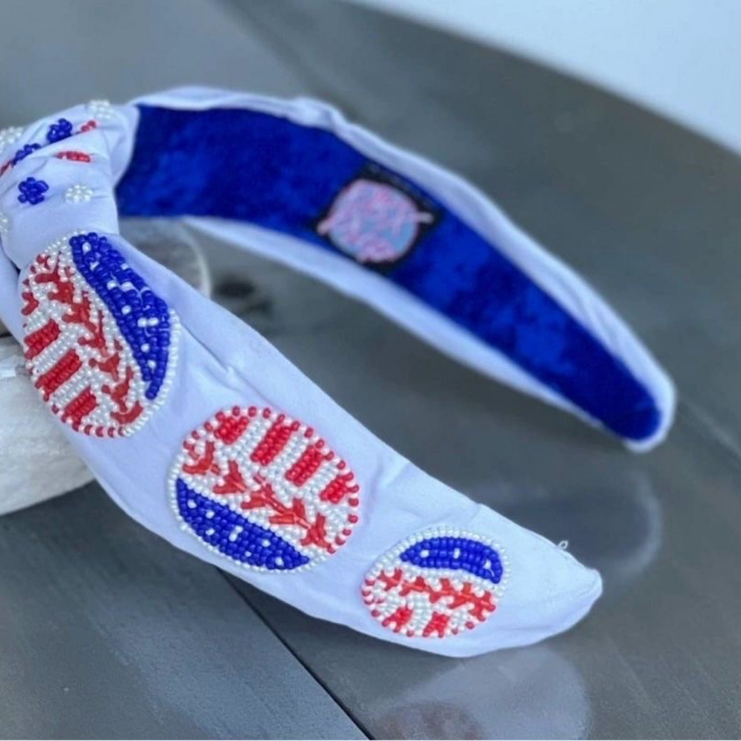 Knotted Baseball Red White and Blue Headband