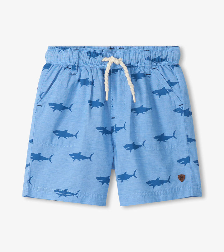 Boys Sharks Oxford Woven Shorts